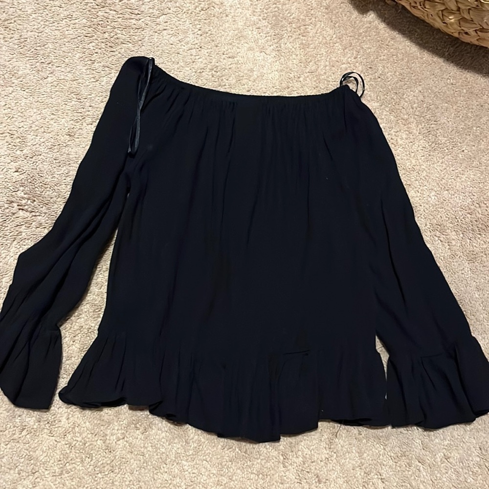Off shoulder black ruffle top